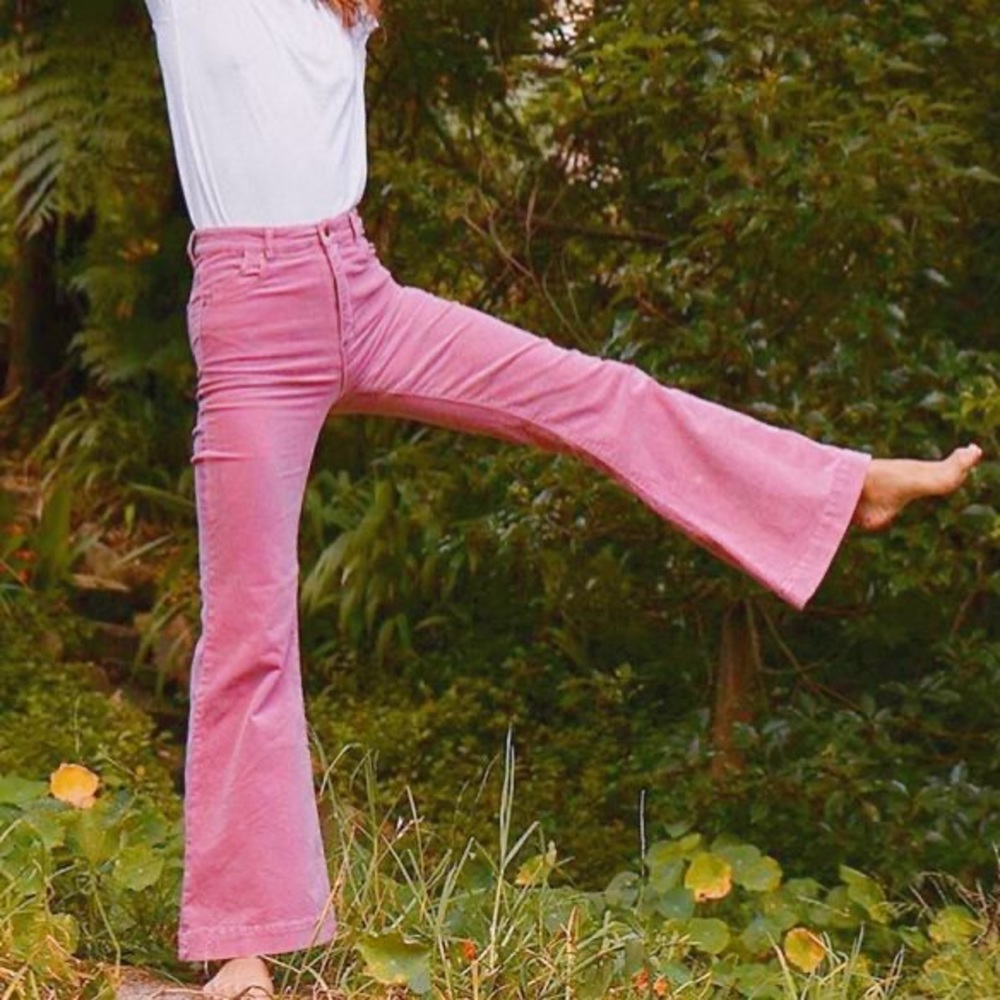 Free People Women’s Pink Flared Jeans